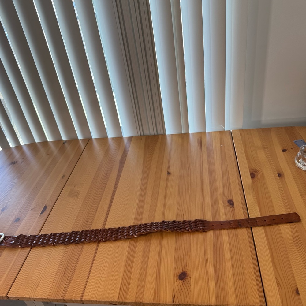 Women's Brown Leather Belt Woven Boho - Picture 3 of 9